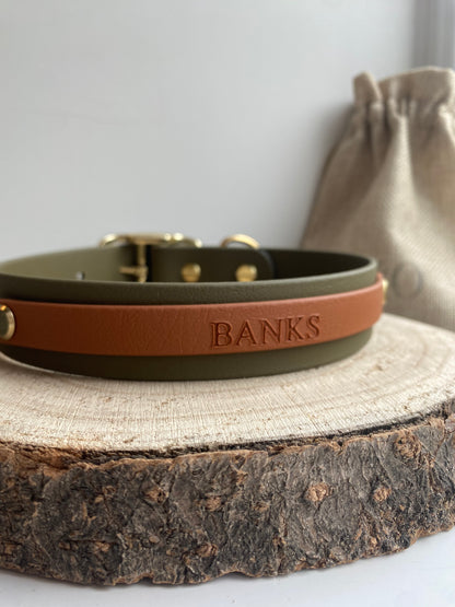 Dual Tone Waterproof Dog Collar | Personalised Dog Name Two Tone Colour